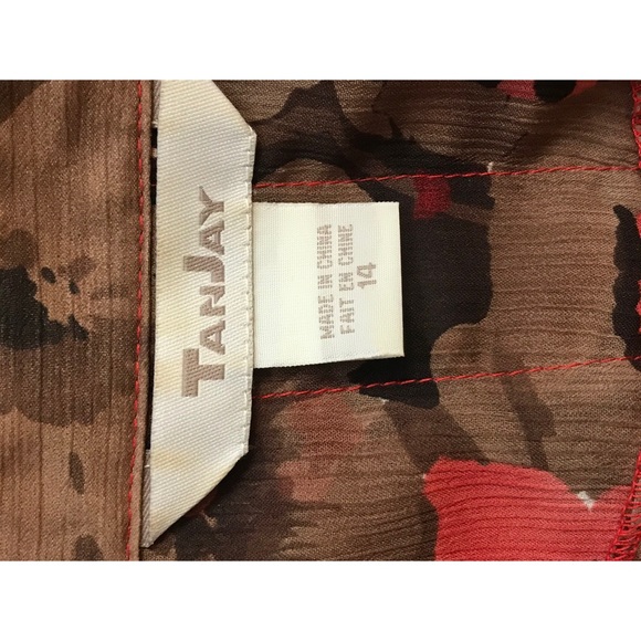 TANJAY FLORAL BUTTON UP COLLAR SIZE 14 BLOUSE - Picture 6 of 8